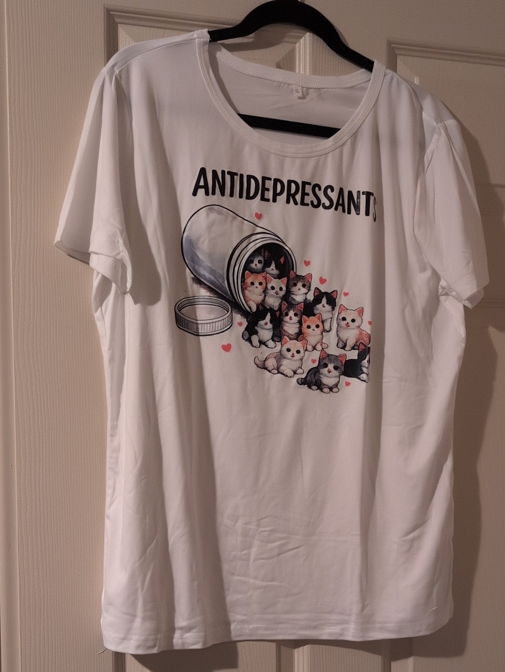 White 'ANTIDEPRESSANTS' Cat Graphic Tee for Cats & Owners